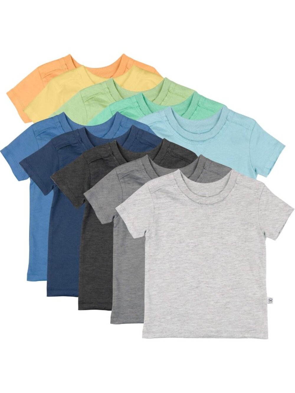 100% Organic Cotton Short Sleeve T-Shirts for Baby, Toddler & Kids - 10-Pack